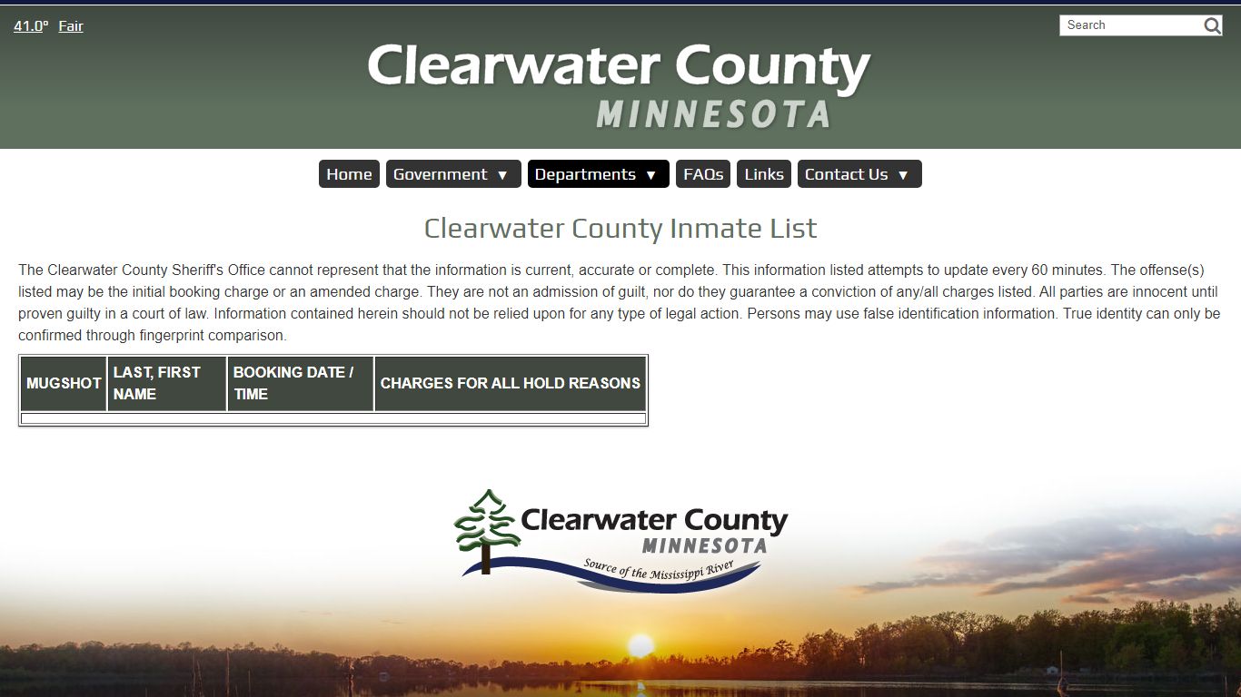 Inmate List - Clearwater County, MN