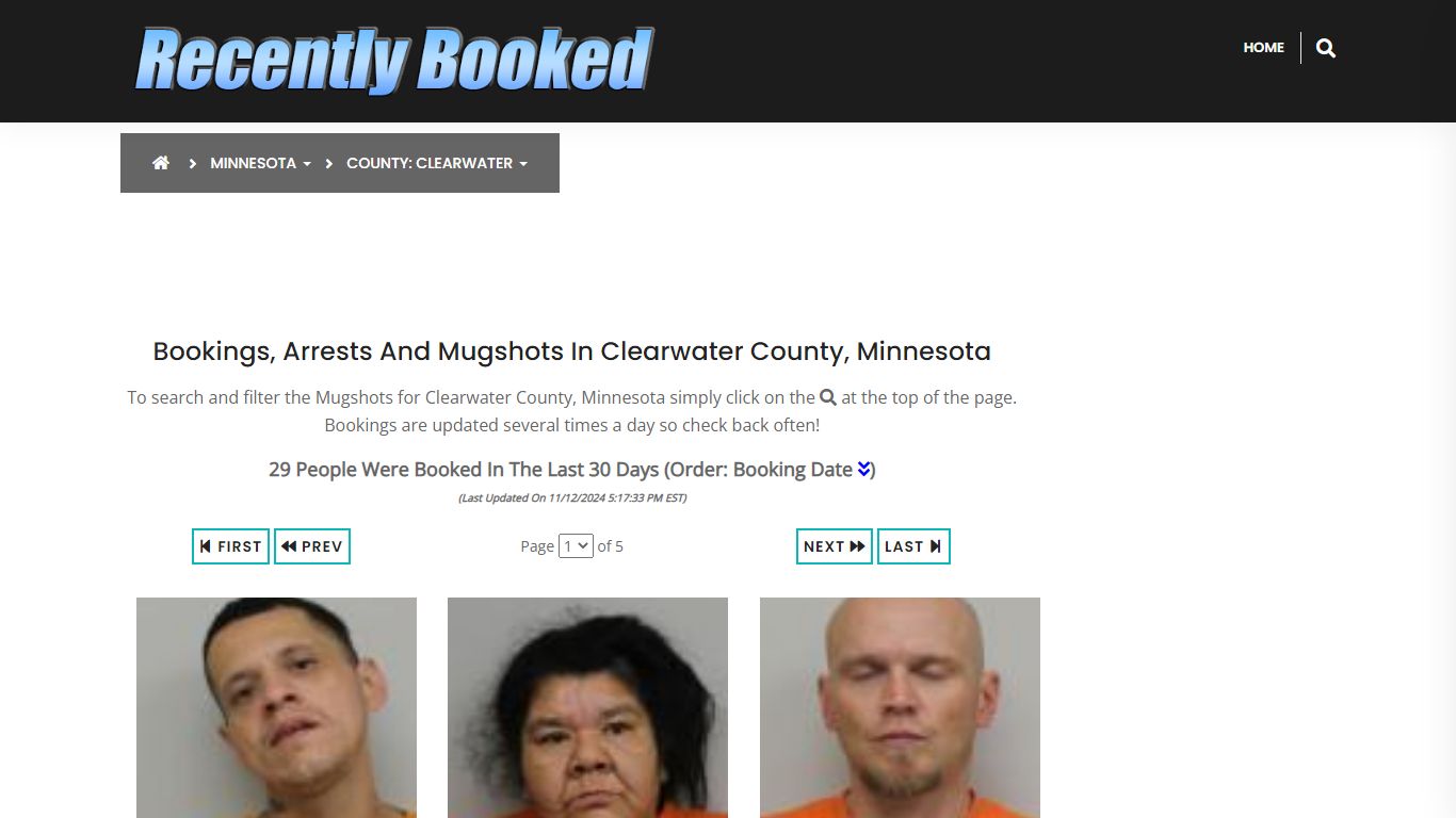 Bookings, Arrests and Mugshots in Clearwater County, Minnesota