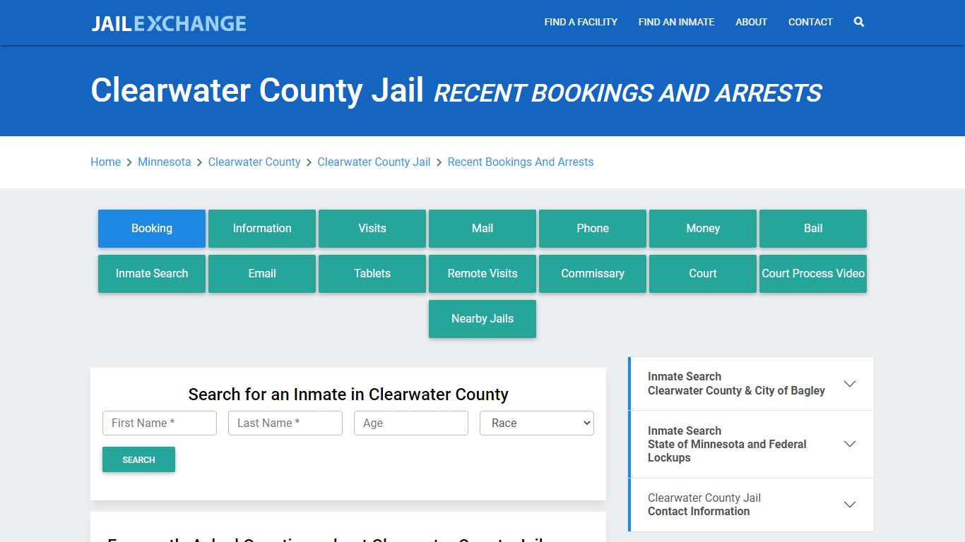 Clearwater County Jail MN Recent Arrests and Bookings