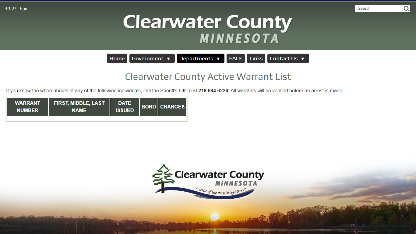 Warrant List - Clearwater County, MN